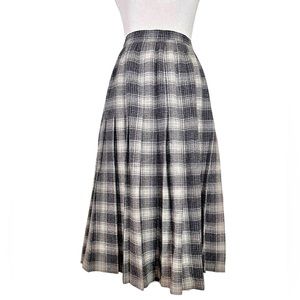 Pendleton Black and White Plaid A-Line Wool Skirt